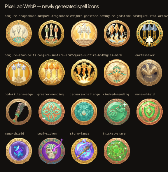 Newly finished spell medallions