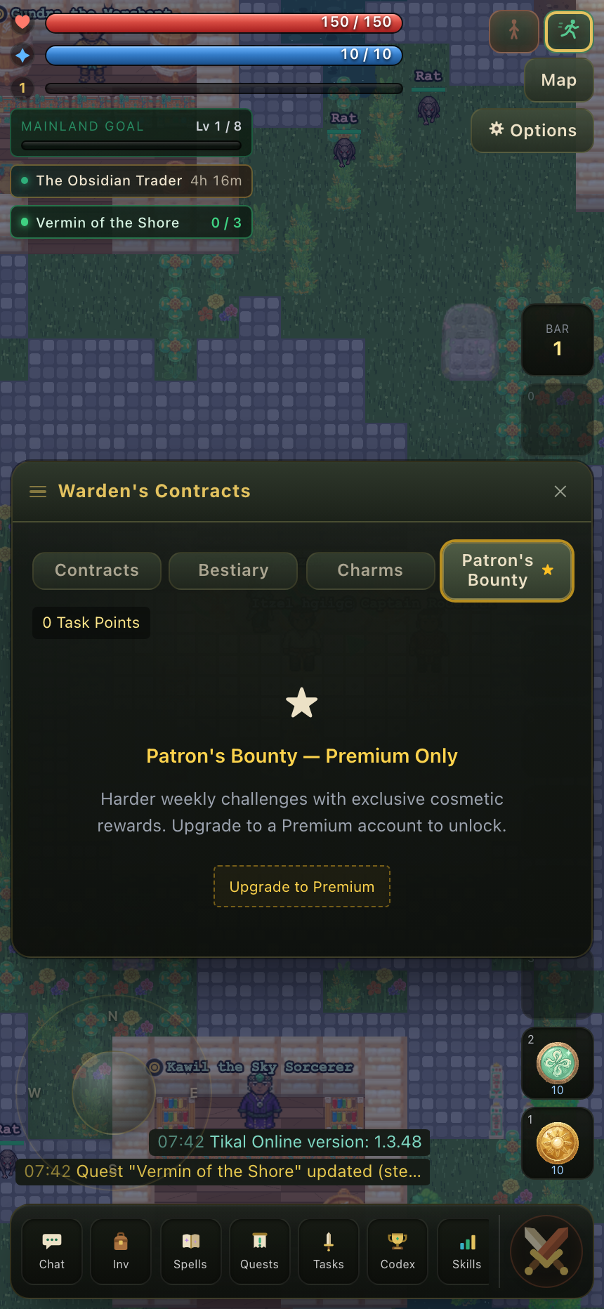 Patron's Bounty — locked for free players, full view for Premium