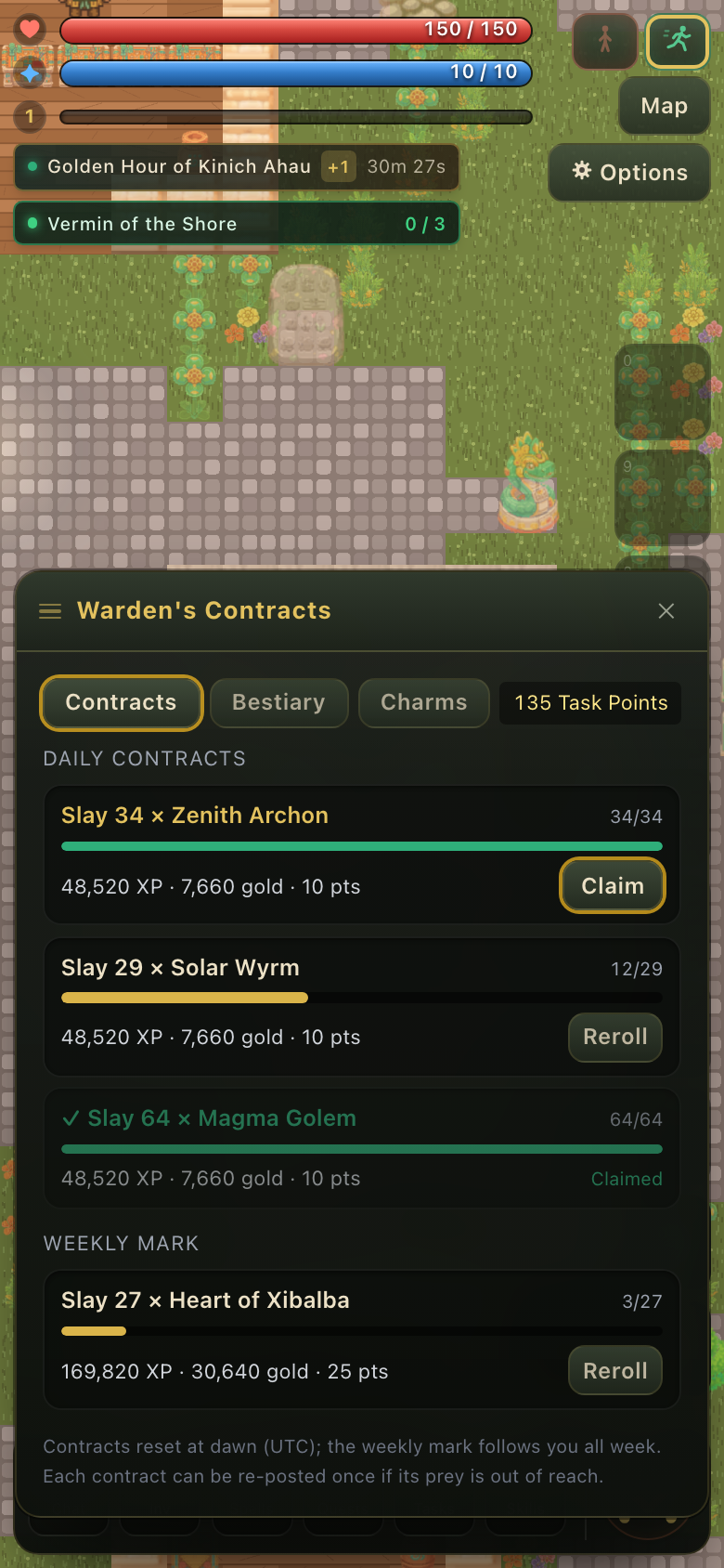 Warden's Contracts window
